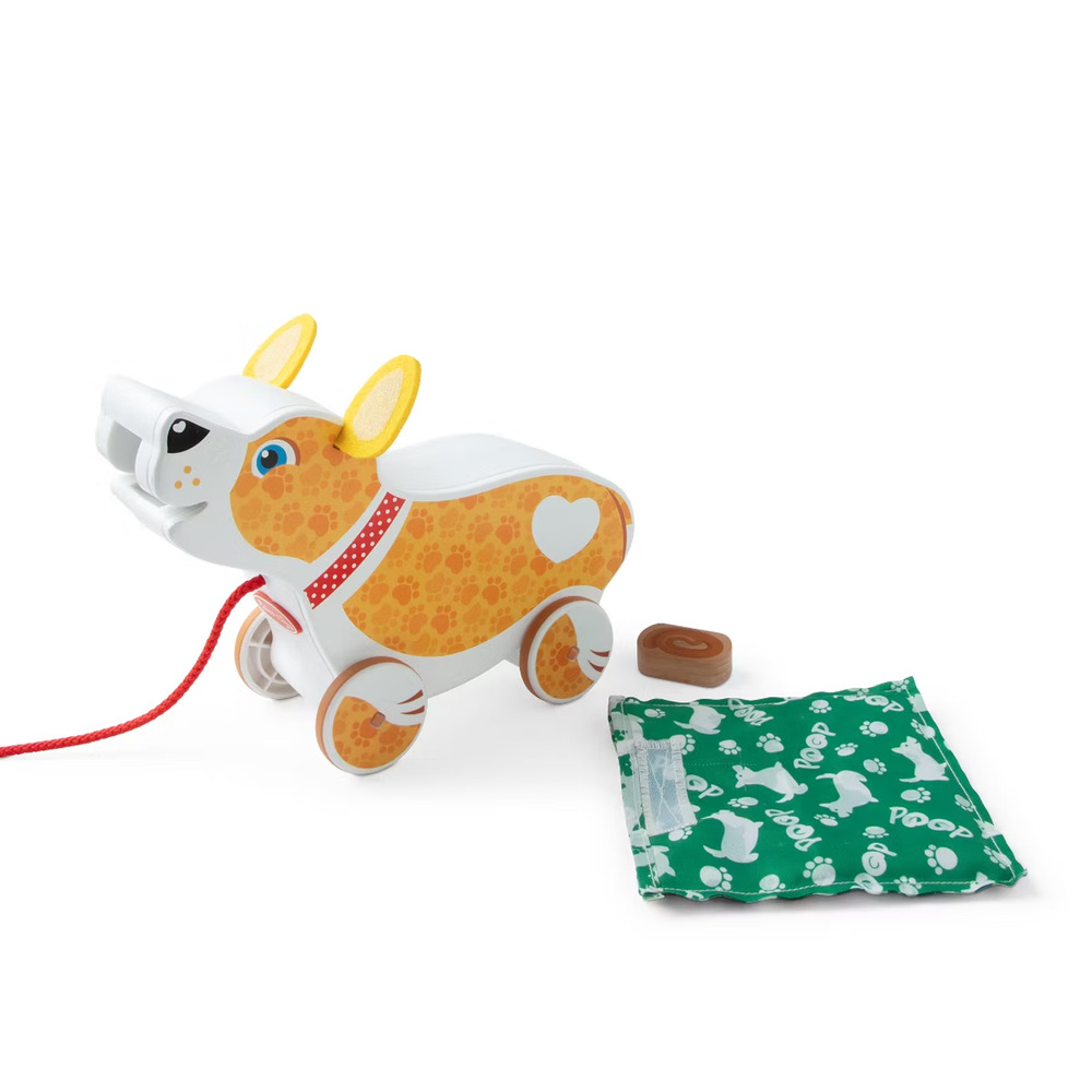 Melissa & Doug Feed, Walk & Poo Pup Wooden Preschool Pull Toy Play Set